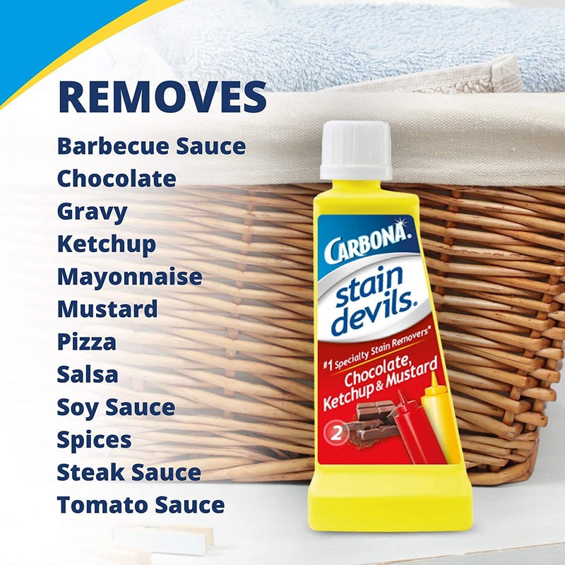 كاربونا شياطين البقع #2 - الكاتشب والخردل والشوكولاتة | مزيل بقع الغسيل ذو القوة الاحترافية | منظف ​​متعدد الأقمشة | آمن على البشرة والأقمشة القابلة للغسل | 1.7 أونصة سائلة، 1 عبوة - Image 3